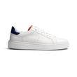 Basket On Time [cuir lisse blanc détails bleus et rouge]