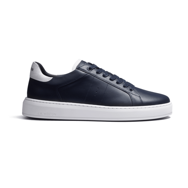 On Time Sneaker in Navy Blue Soft Leather with White Details
