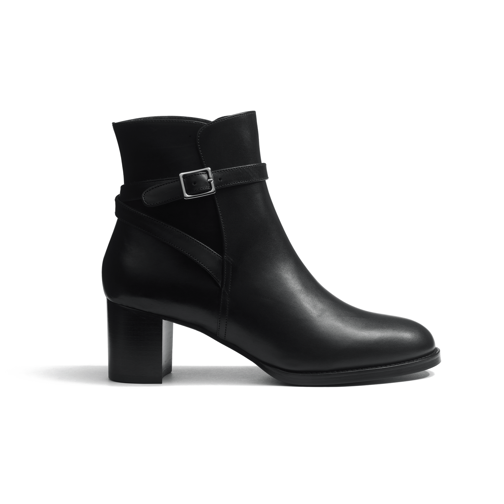 Bottine Jodhpur à talon [femme cuir veau lisse noir]