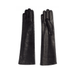 Gants Caractère mi-longs femme [Cuir agneau noir & doublure soie]