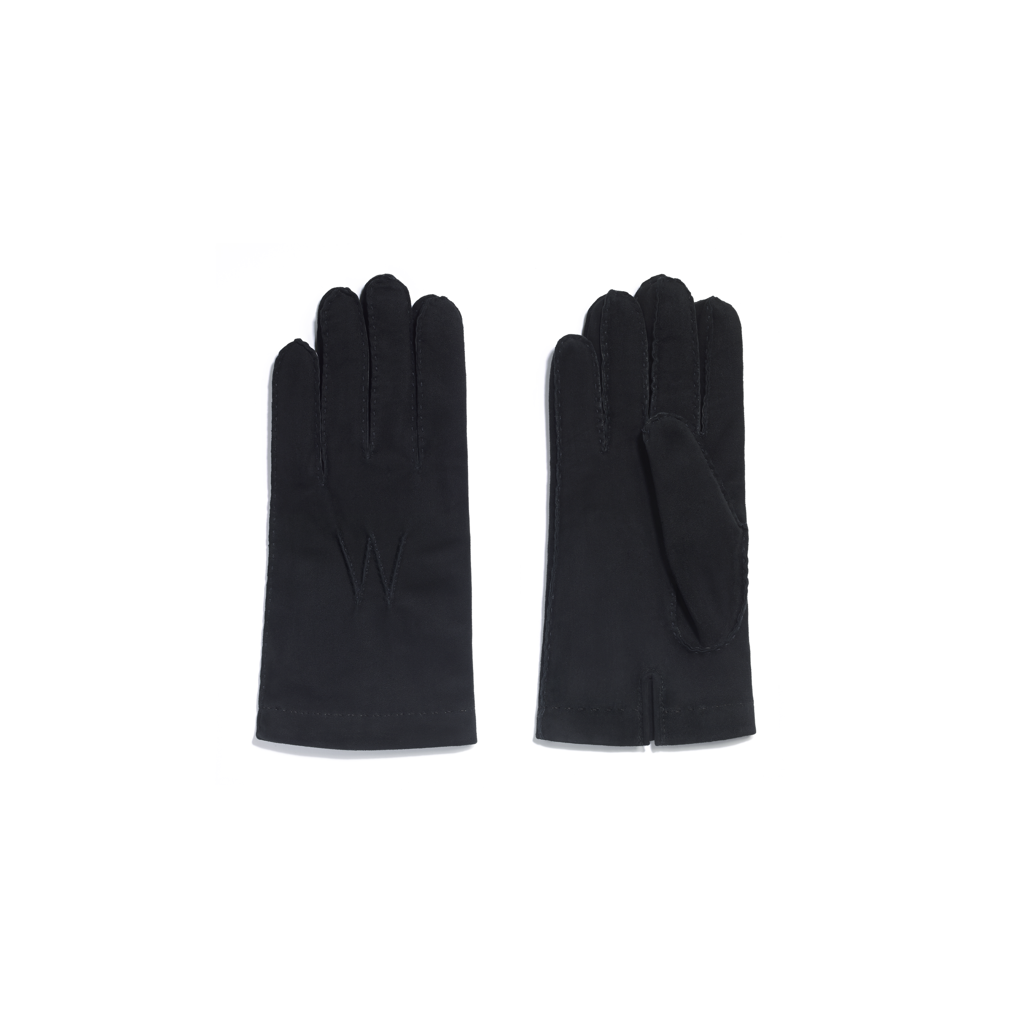 Gants Caractère homme[Cuir chèvre velours noir & doublure cachemire]