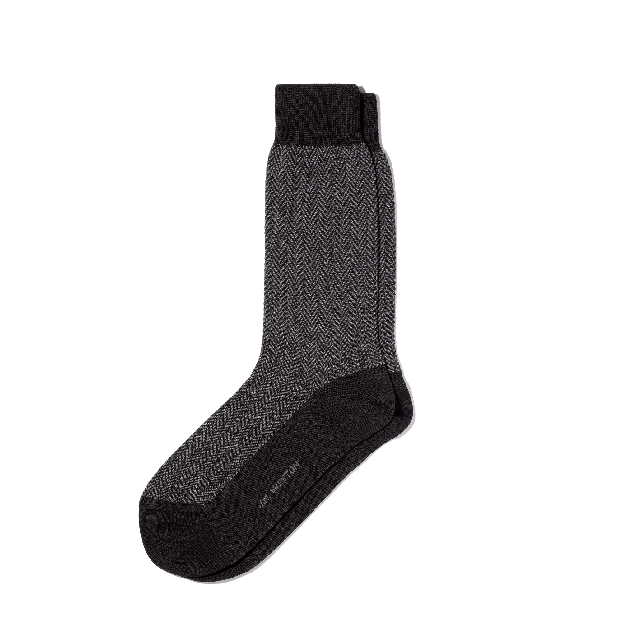 Herringbone Short Socks [Grey and Black Cotton]