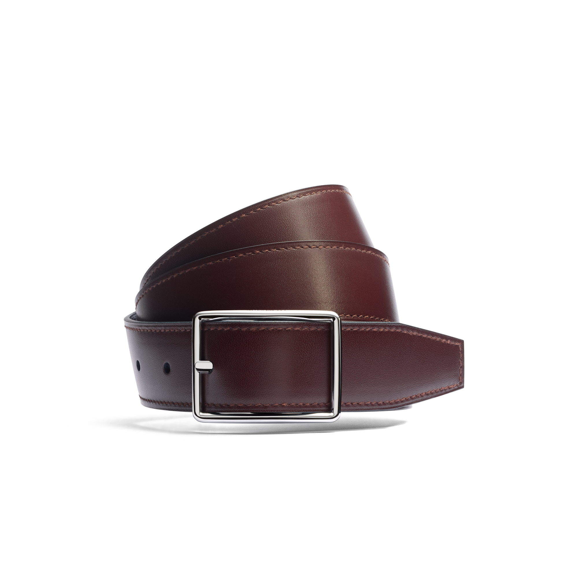 Ceinture Iéna [Cuir veau box burgundy & cuir veau box marine essentiel]