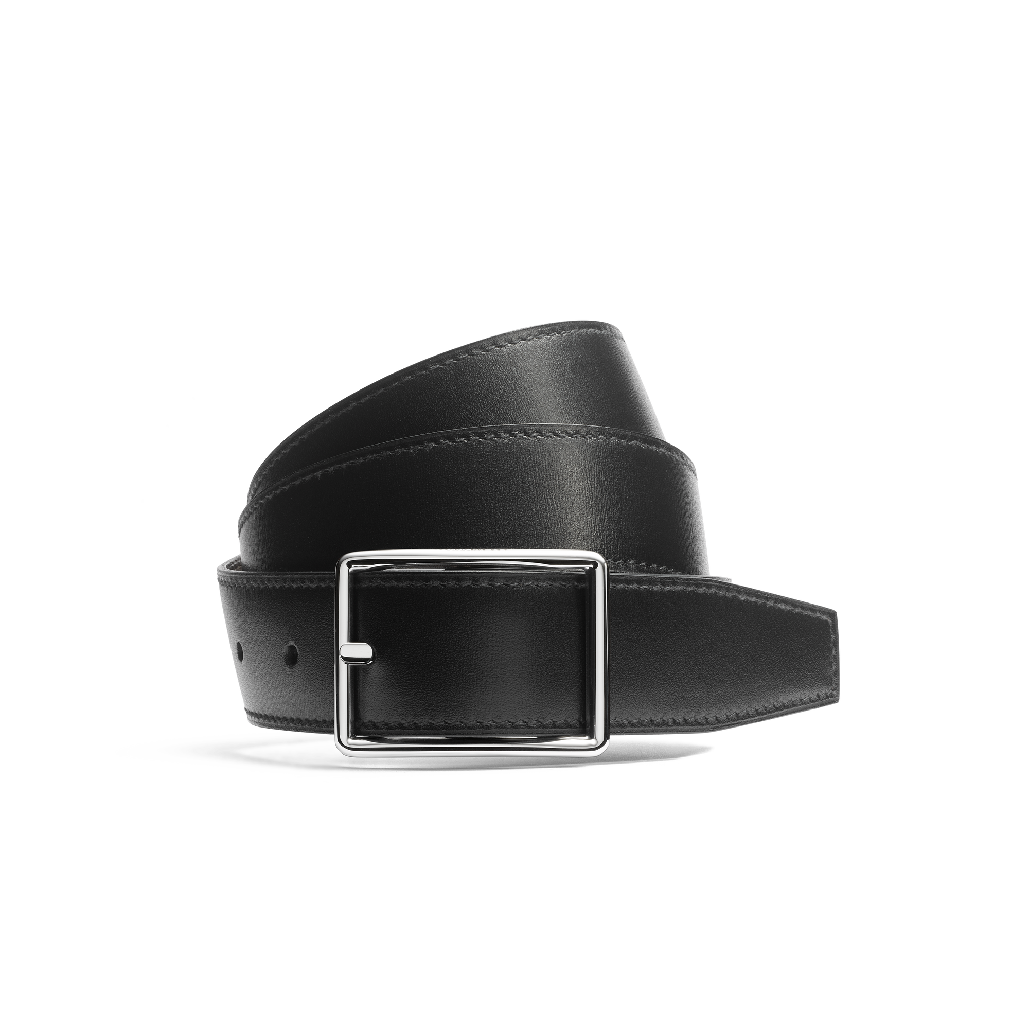 Ceinture Iéna [Cuir veau box noir & cuir veau box marron mélèze]