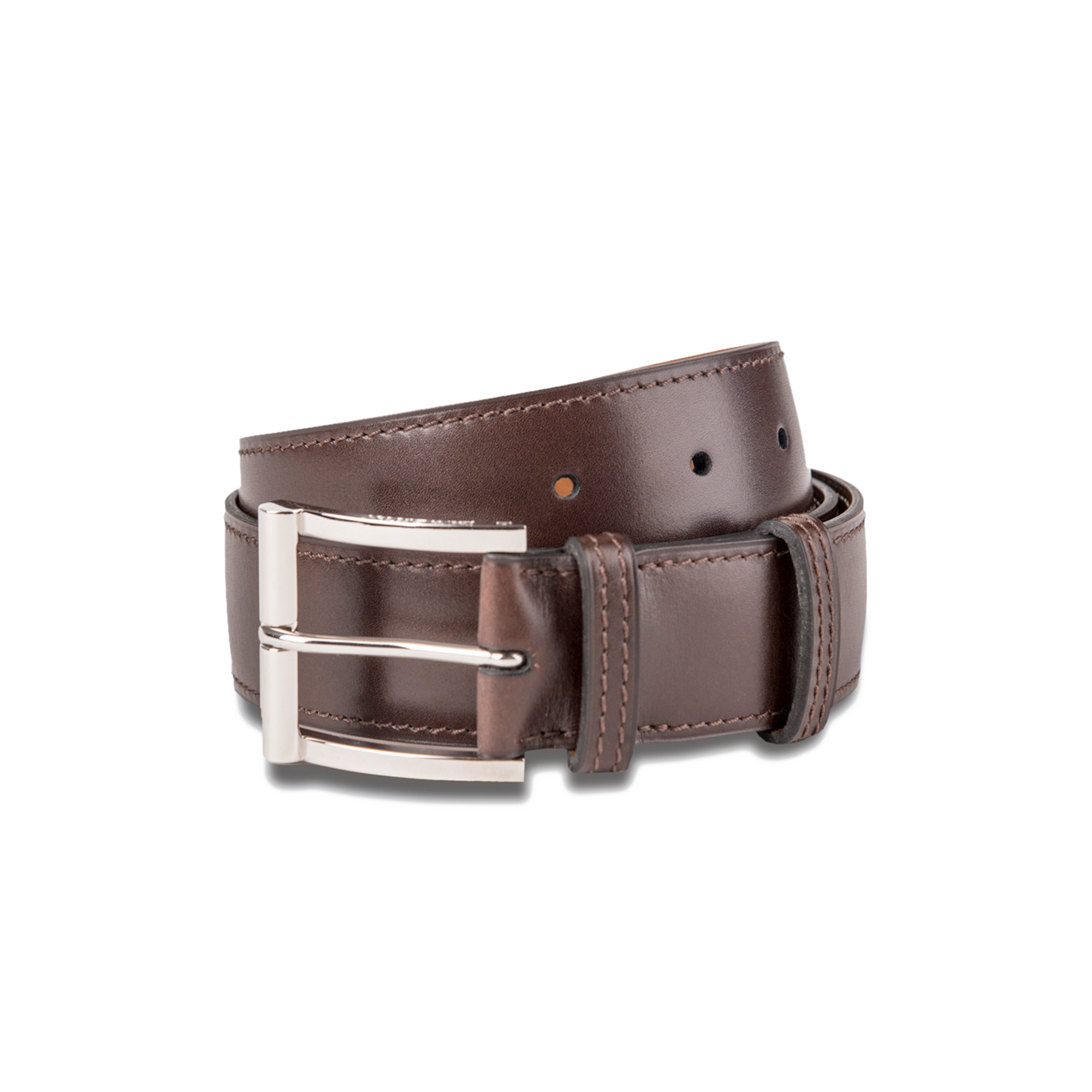 Ceinture Demi-Jonc [Cuir veau box marron mélèze]