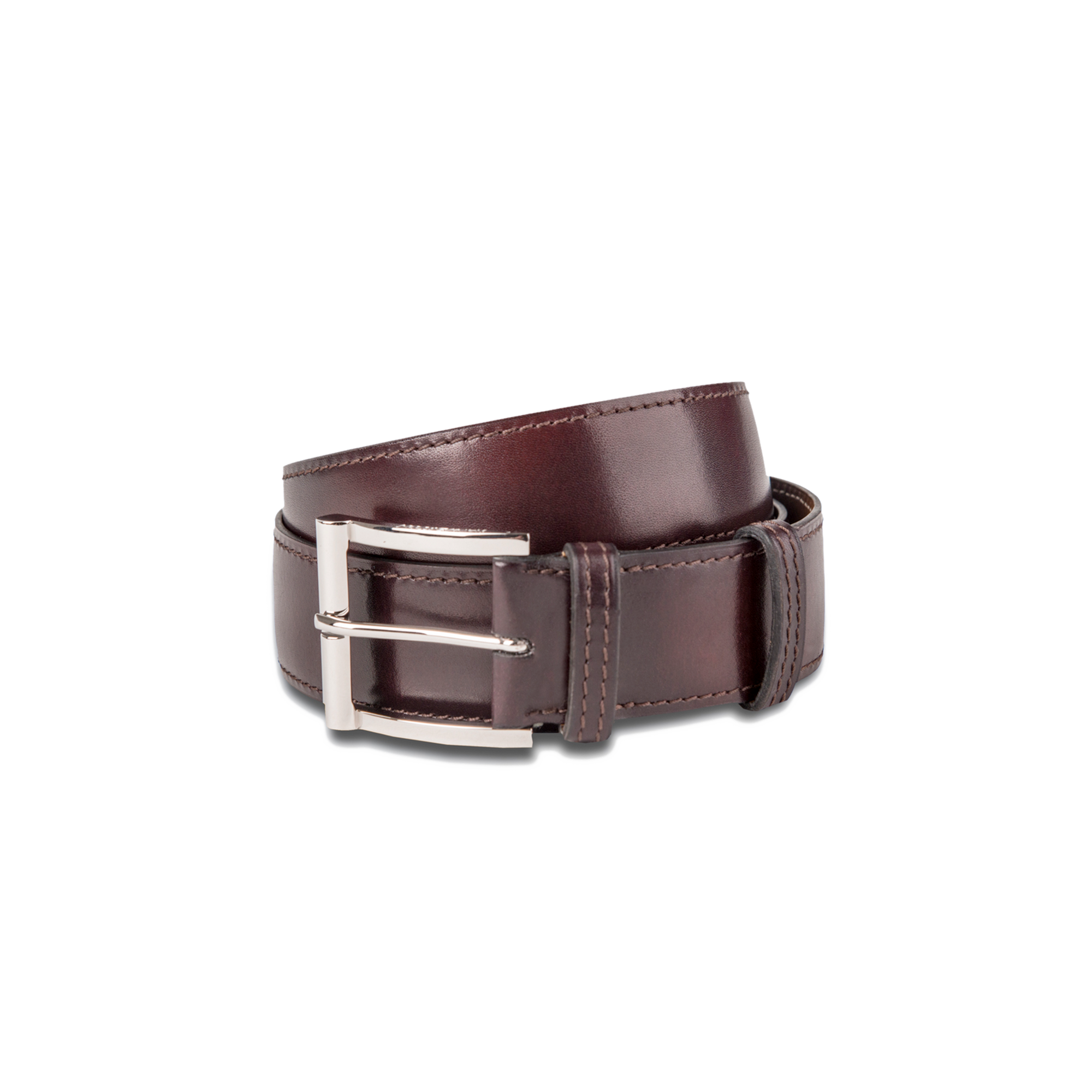 Ceinture Demi-Jonc [Cuir veau finition patinée bordeaux]