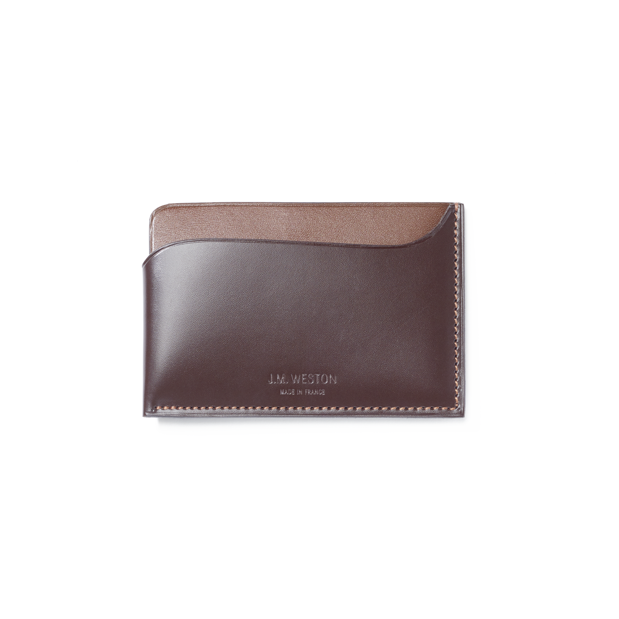 Porte-cartes Double You[Cuir veau lisse marron mélèze & cuir veau box marron bergeronette]