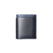Portefeuille 4 cartes Double You[Cuir veau lisse noir & cuir veau box bleu marine]