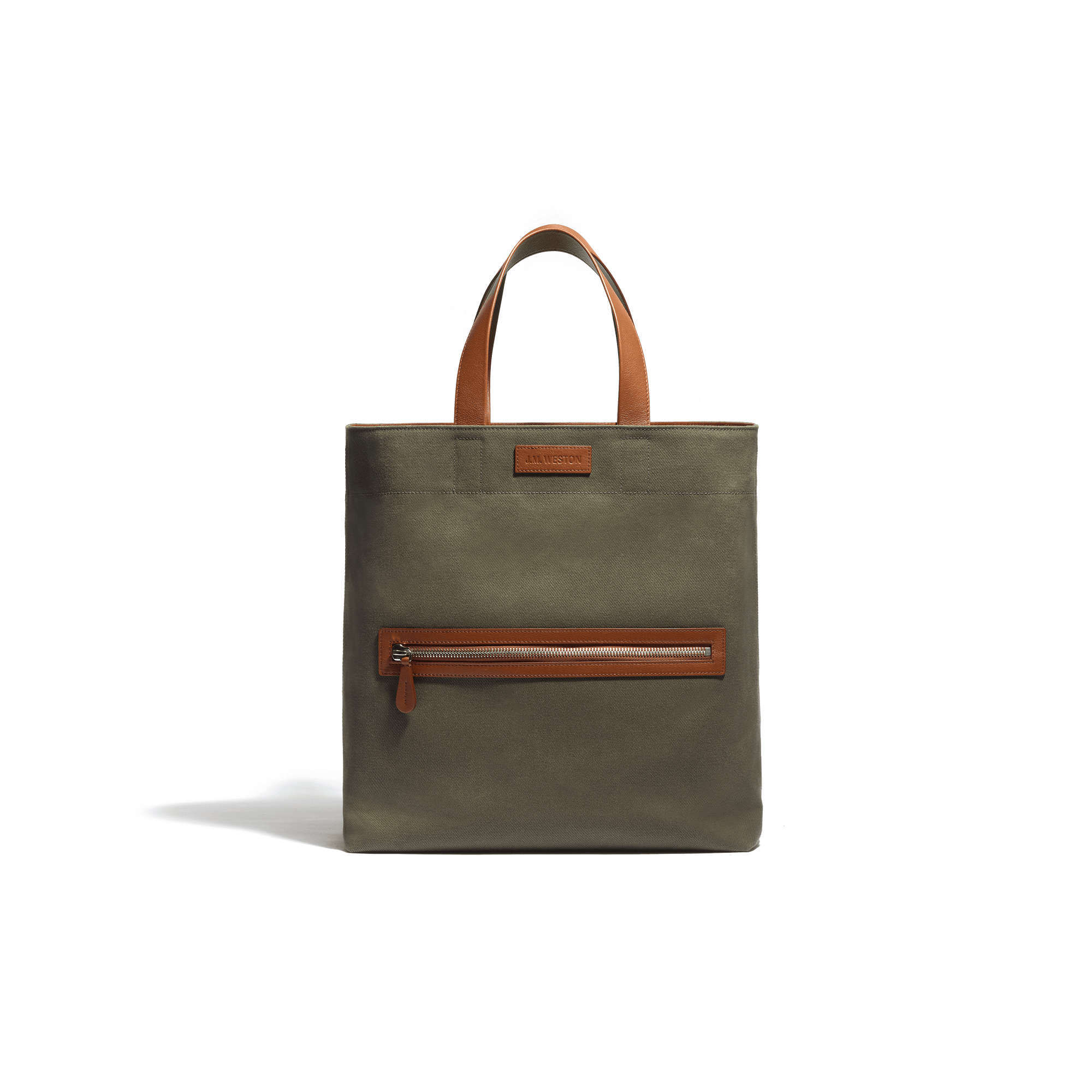 Walker Tote Bag Large Model [Kaki Canvas and Tan Calfskin]